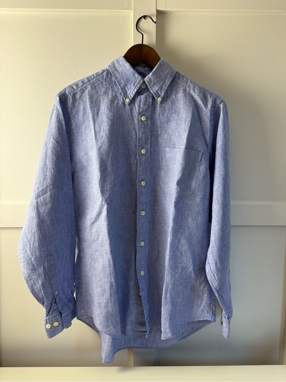 Brooks Brothers Light Blue Slim Fit Button-Down Irish Linen Shirt